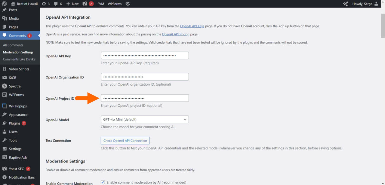 OpenAI Project ID setting